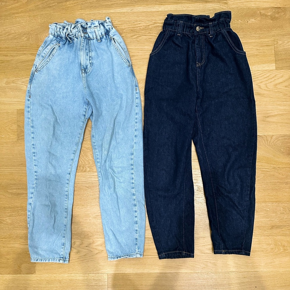 Lot of 2 ZARA Paper Bag Jeans - size 0